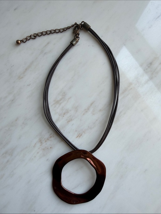 Chico's Jewelry - Chico’s Art Deco Dark Copper Circle Pendant Necklace- Vintage